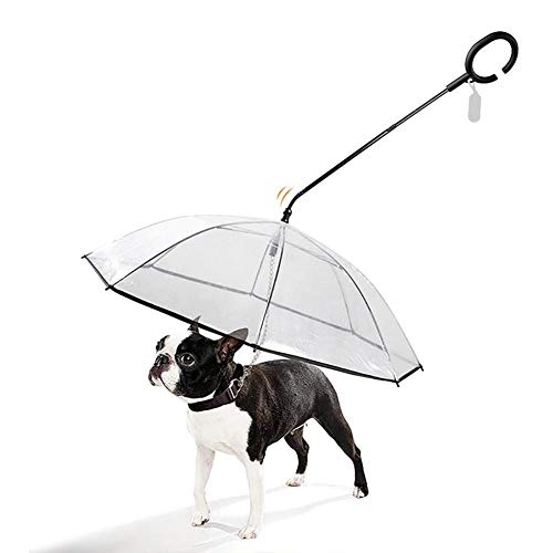 Rubyu Hund Transparente Regenschirm Pet Umbrella Skalierbar wasserdichte Hundeschirm Welpen mit Leine und Kette für Spazierender Hund in Verregneten Tagen Durchmesser 64 cm