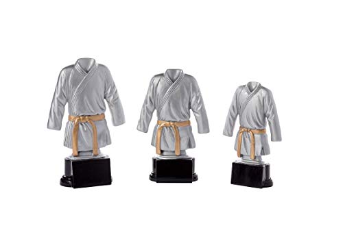 eberin · Judo Karate Kampfsport-Pokal, Resinfigur Judo-Karate, Silber und Rosegold, mit Wunschtext, Größe 20 cm