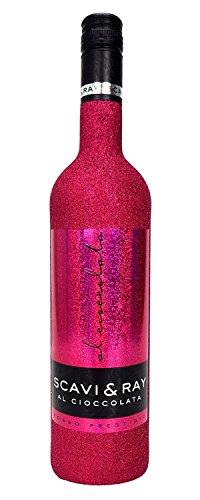 Scavi & Ray Al Cioccolata Rotwein Cuvèe 0,75l (10% Vol) - Bling Bling Glitzer Glitzerflasche Flaschenveredelung für besondere Anlässe - Hot Pink -[Enthält Sulfite]