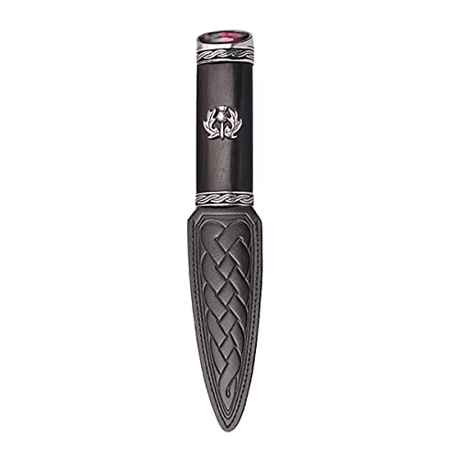 Eburya Blackwood Ruby Sgian Dubh - keltische Muster - Schottische Distel & Kristall