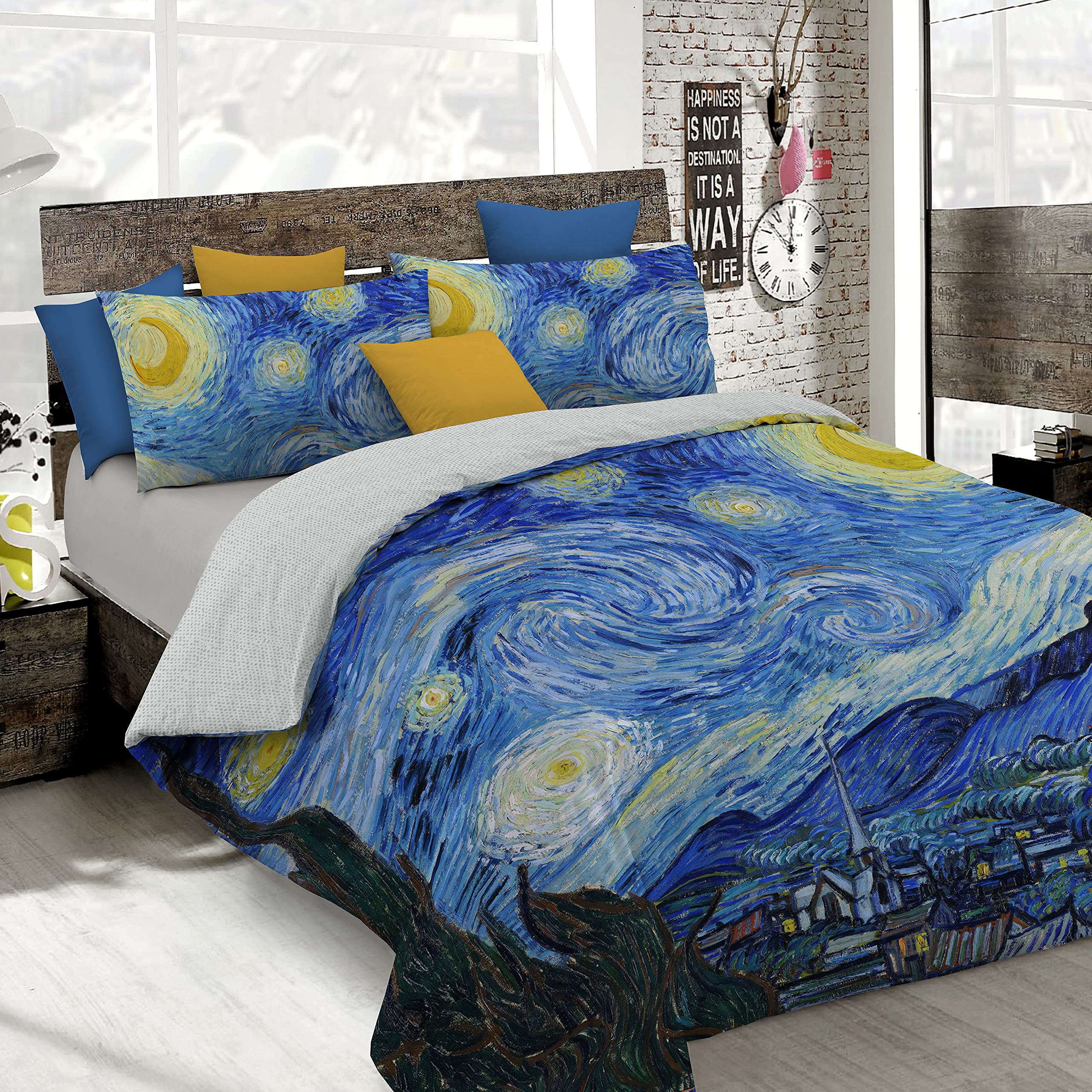 Italian Bed Linen Bettbezug, Doppelte, 100% Baumwolle, Multicolor SD09, DOPPEL