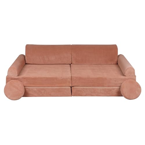 MEOWBABY® Kinder-Sofa Couch Kinderpolstermöbel Ausstattung Möbelset Stoffsofa Samt, Premium, Kord, Ziegelrot