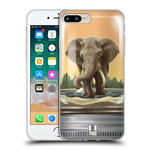 Head Case Designs Riesiger Elefant Tiere Im Glas Soft Gel Handyhülle Hülle kompatibel mit Apple iPhone 7 Plus/iPhone 8 Plus