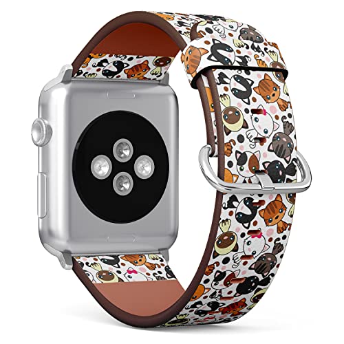 IKIKI-TECH Kompatibel mit Apple Watch-Armband, 38 mm, 40 mm, 41 mm (schwarze Katze, weißes Muster), veganes Ersatzarmband für iWatch Series 8, 7, 6, 5, 4, 3, 2, 1 Ultra SE