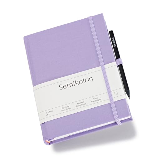 Semikolon 370078 - Reisetagebuch Grand Voyage - 14 x 19,2 cm 304 Seiten - 2 Lesezeichen Weltkarte – lilac silk lila