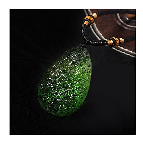 HCHL Moldavitstein, Real Raw Moldavi Natürliche Kristall Meteorit Green Edelstein Halskette Anhänger Geschenk Moldavit-Kristallschmuck, Damenschmuck