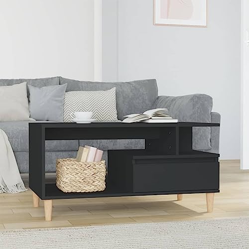 YUHI-HQYD Couchtisch,Multifunktionaltische,Design Beistelltisch,Wohnzimmertisch,Industriedesign,Kaffeetisch,für Wohnzimmer,Schlafzimmer,Esszimmer,Café,Schwarz 90x49x45 cm Holzwerkstoff