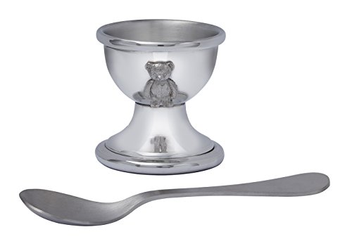 Wentworth Pewter - Teddy Bear Pewter Egg Cup and Spoon, Baby Gift, Keepsake,