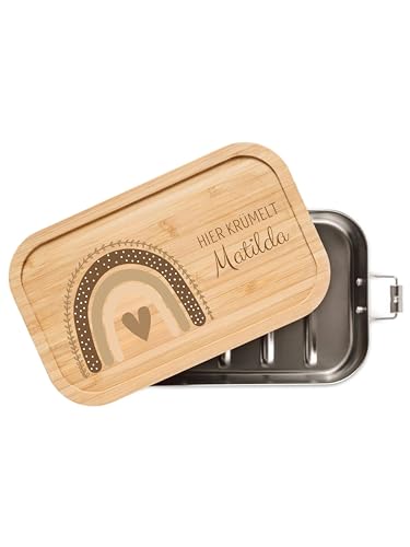 wunderwunsch - Personalisierte Brotdose für Kinder - Robuste und Individuelle Edelstahl Brotdose mit Namen - Personalisierte Geschenke für Kinder (Kleine Lunchbox 750 ml)