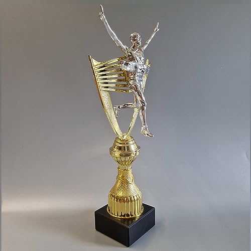 eberin · XL Läufer Pokal · Marathon Trophäe · Stadtlauf/Citylauf/Laufgruppe Wanderpokal · Triathlon Preis · Laufen Pokal mit Wunschtext · 27,5 cm