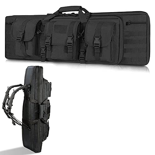 XVBVS Gewehrkoffer Doppel-Waffentasche Airsoft-Pistolenkoffer Lange Gewehrtaschen Waffenrucksack Waffentransport-Aufbewahrungstasche für das Jagdschießen (Color : Schwarz, Size : 140cm)