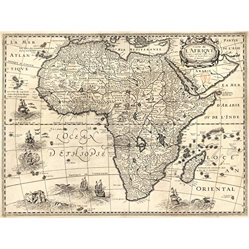 Wee Blue Coo Landkarte, antiker Kontinentalafrika Bertius Kunstdruck auf Leinwand