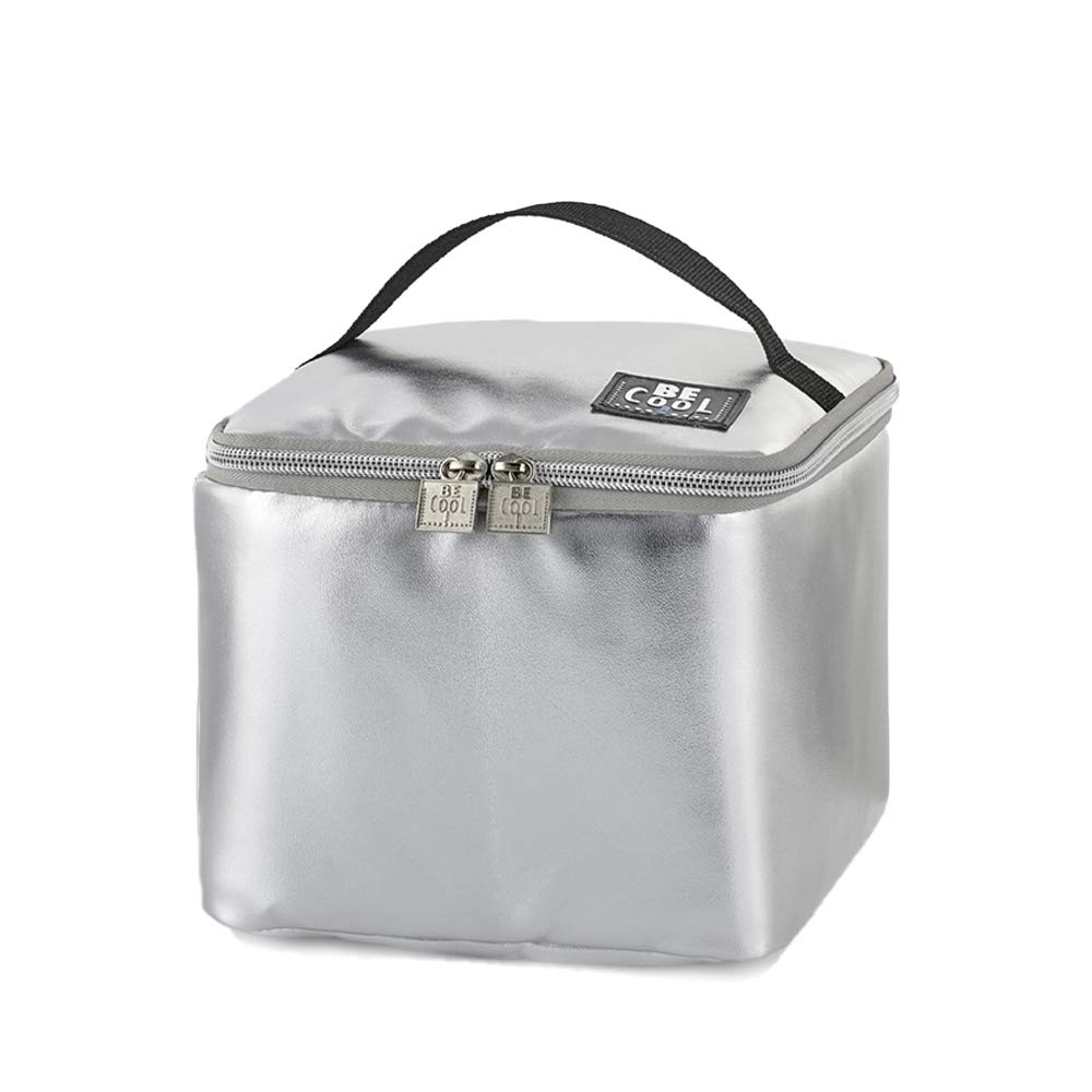 Isolierte wasserdichte Kühltasche City in Silber Mini - ideal für Kosmetik oder Medizin, Mini-Kühlbox 18 x 18 x 15cm, ca. 4,5 L Volumen