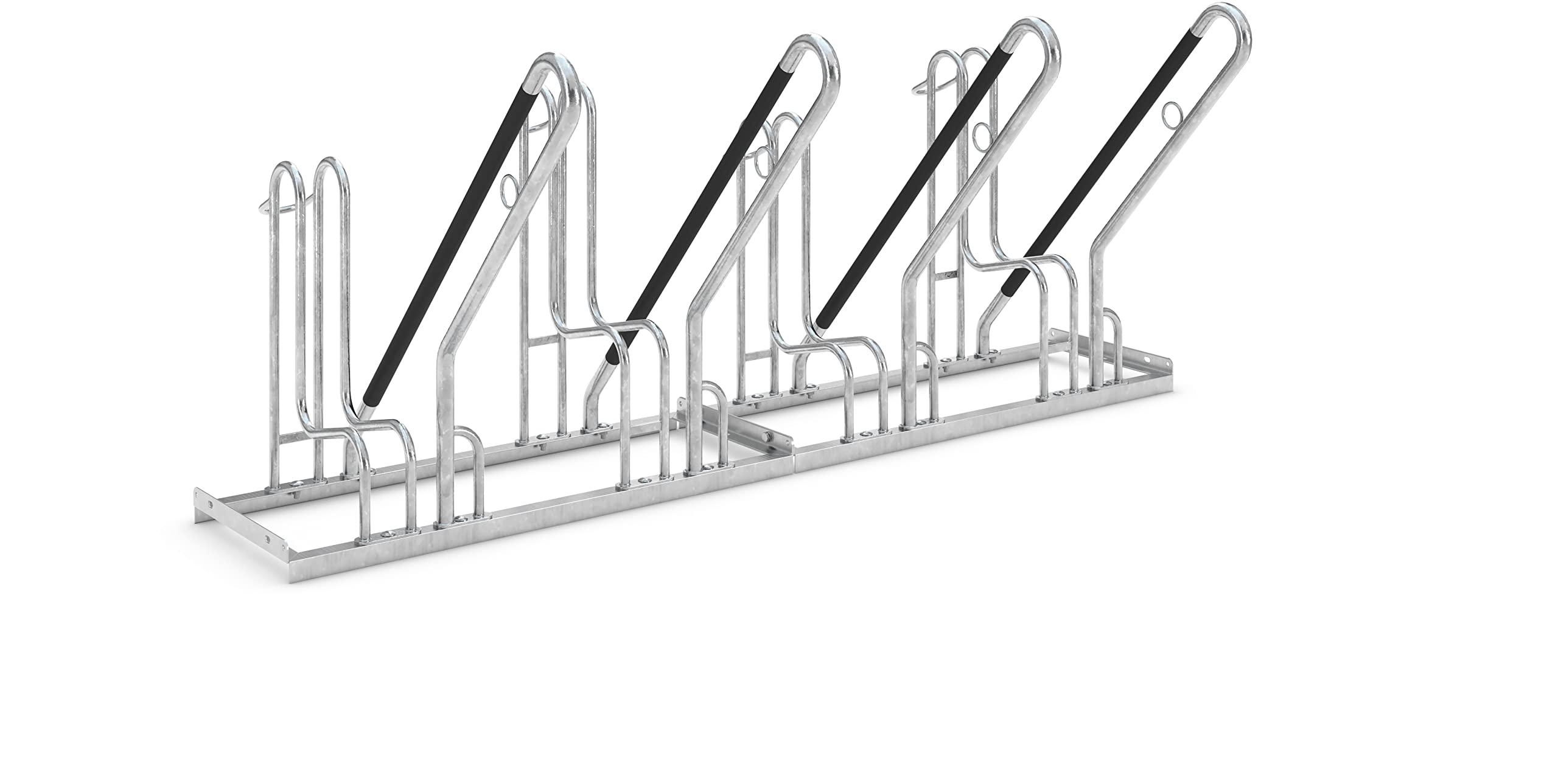 Fahrradparksystem 4704 XBF | Sicherheit und Komfort l Fahrradständer für 4 Fahrräder | Einstellen+Anlehnen | Reihenparker einseitig | Stahl verzinkt | Anlehnbügel Bodenparker Mehrfachständer