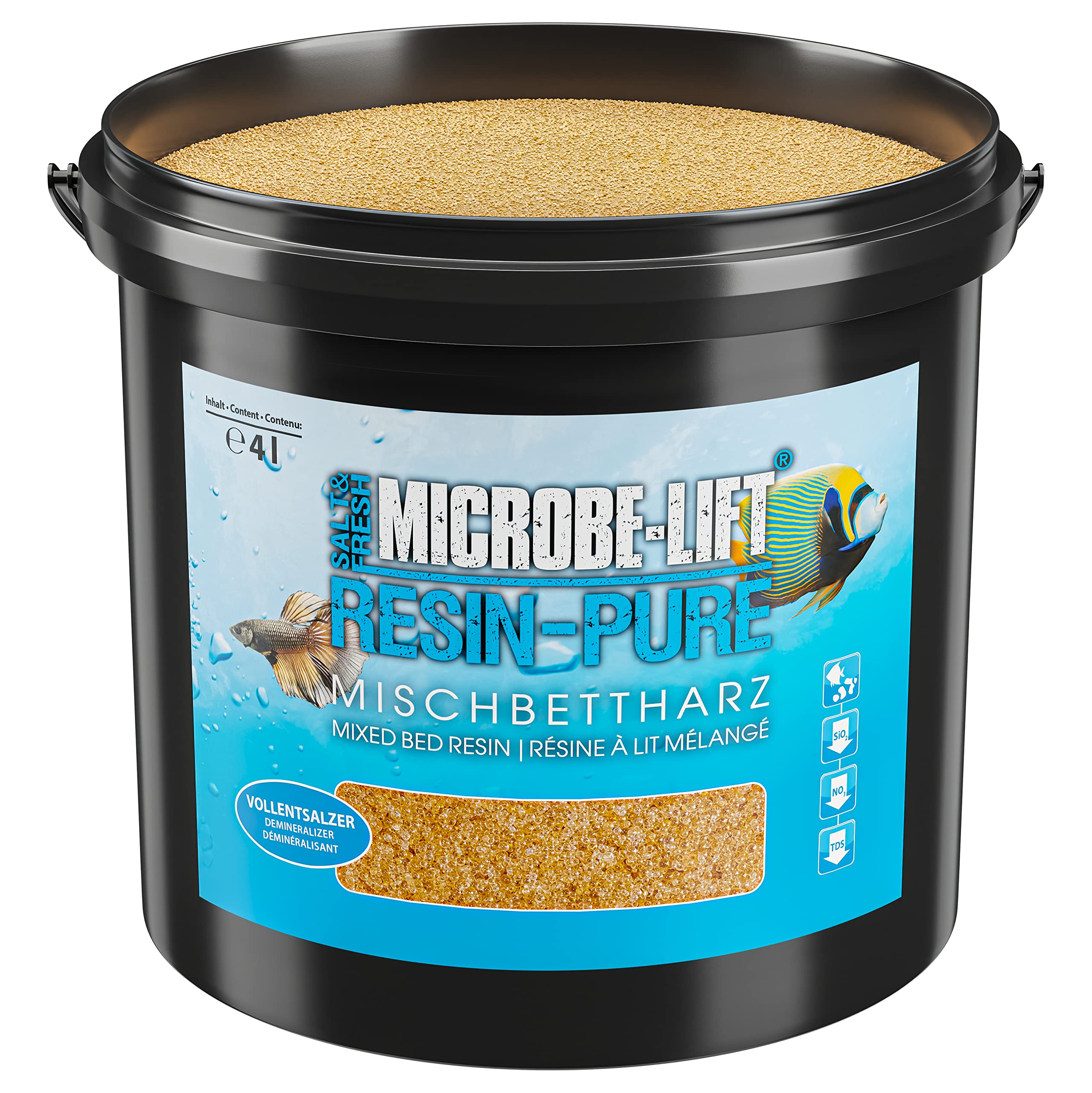 MICROBE-LIFT Resin-Pure - 4000 ml - Effektives Mischbettharz/Vollentsalzer entfernt effizient Silikat, Nitrat und TDS aus dem Aquariumwasser, optimal für den Einsatz mit Resinfiltern an Osmoseanlagen