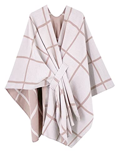Amazon Brand - HIKARO Damen Poncho Cape Mode Wendbar Schal Umhang Elegant Cardigan Kreativer Mantel Herbst Festliche Geschenke für Mädchen