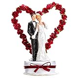 DekoHaus Tortenfigur Brautpaar- Herz aus roten Blumen 16 cm Tortenaufsatz Tortendeko Hochzeit PMF44-008B