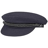 HAMMABURG Elbsegler Mütze Blau für Herren | traditionelle Kapitänsmütze mit Innenfutter | Matrosenmütze aus Tuch | Größe M 56 cm | Schirmmütze mit Kordel, kurzem Visor und schwarzen Knöpfen