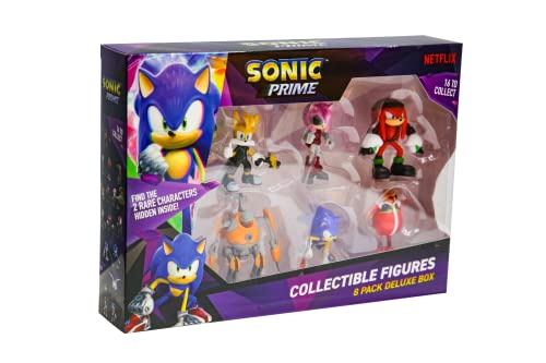 Sonic Prime Toys, 8 Figuren, darunter 2 seltene Hiden Charaktere, Deluxe-Box, Serie 1, zufällig ausgewählt, Sammeln Sie alle 16!