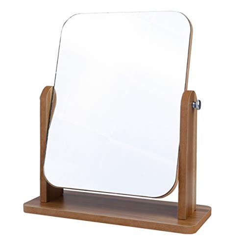 SOLUSTRE Schreibtischspiegel mit Holzrahmen, tragbar, für Schlafzimmer, Badezimmer, Büro