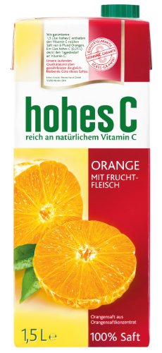 Hohes C Orange mit Fruchtfleisch - 100% Saft, 8er Pack (8 x 1.5 l)