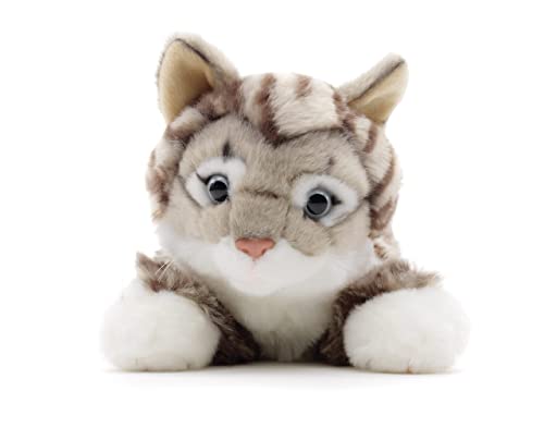 Uni-Toys - Katze mit getigertem Fell (grau), liegend - 38 cm (Länge) - Plüsch-Kätzchen - Plüschtier, Kuscheltier