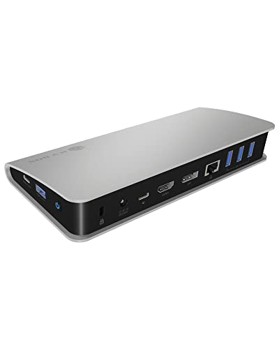 ICY BOX USB-C Docking Station, 1 HDMI & 1 DisplayPort, 2X USB Type-C, 4X USB Type-A, Power Delivery, LAN, Audio, Schwarz