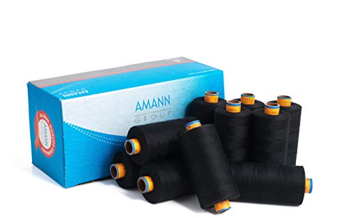 Amann Nähgarn - Stärke 50 - Schwarz - 10 x 500m - Leder & Jeans - Nähmaschinengarn - Universal Nähgarn