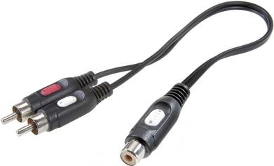 SpeaKa Professional Cinch Audio Y-Adapter [2x Cinch-Stecker - 1x Cinch-Buchse] Schwarz (SP-7869924)