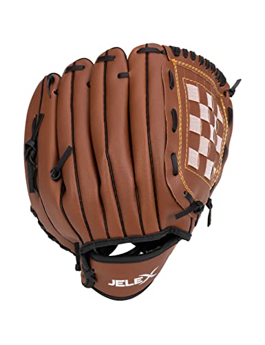 JELEX Safe Catch Baseball Handschuh Links für Rechtshänder (Braun)