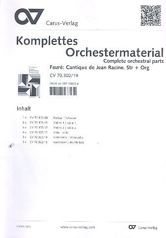 Cantique de Jean Racine: für gem Chor, Streichorchester und Orgel