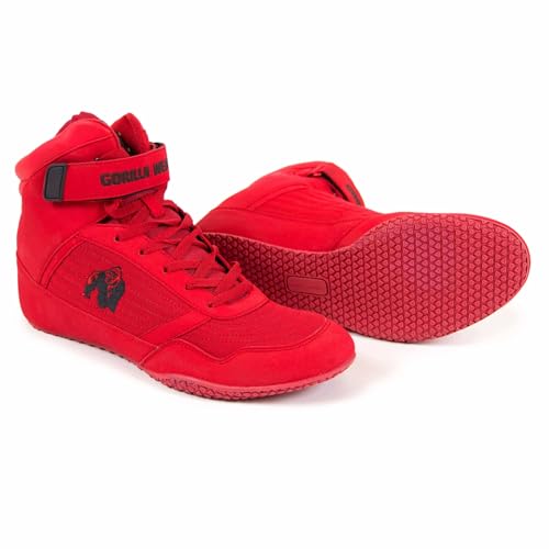 Gorilla Wear High Tops Red rot - schwarzes Logo - Bodybuilding und Fitness Schuhe für Damen und Herren, Rot - Schwarzes, 43 EU
