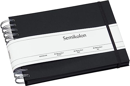 Semikolon (352982) Mini Mucho Album black (schwarz) - Spiral-Fotoalbum mit 90 Seiten und Leinen-Einband - Spiral-Foto-Buch schwarzem Fotokarton
