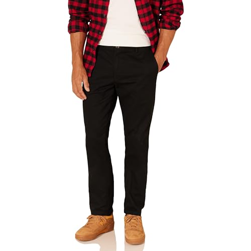 Amazon Essentials Slim-Fit Wrinkle-Resistant Flat-Front Chino pants, Black, 36W x 30L