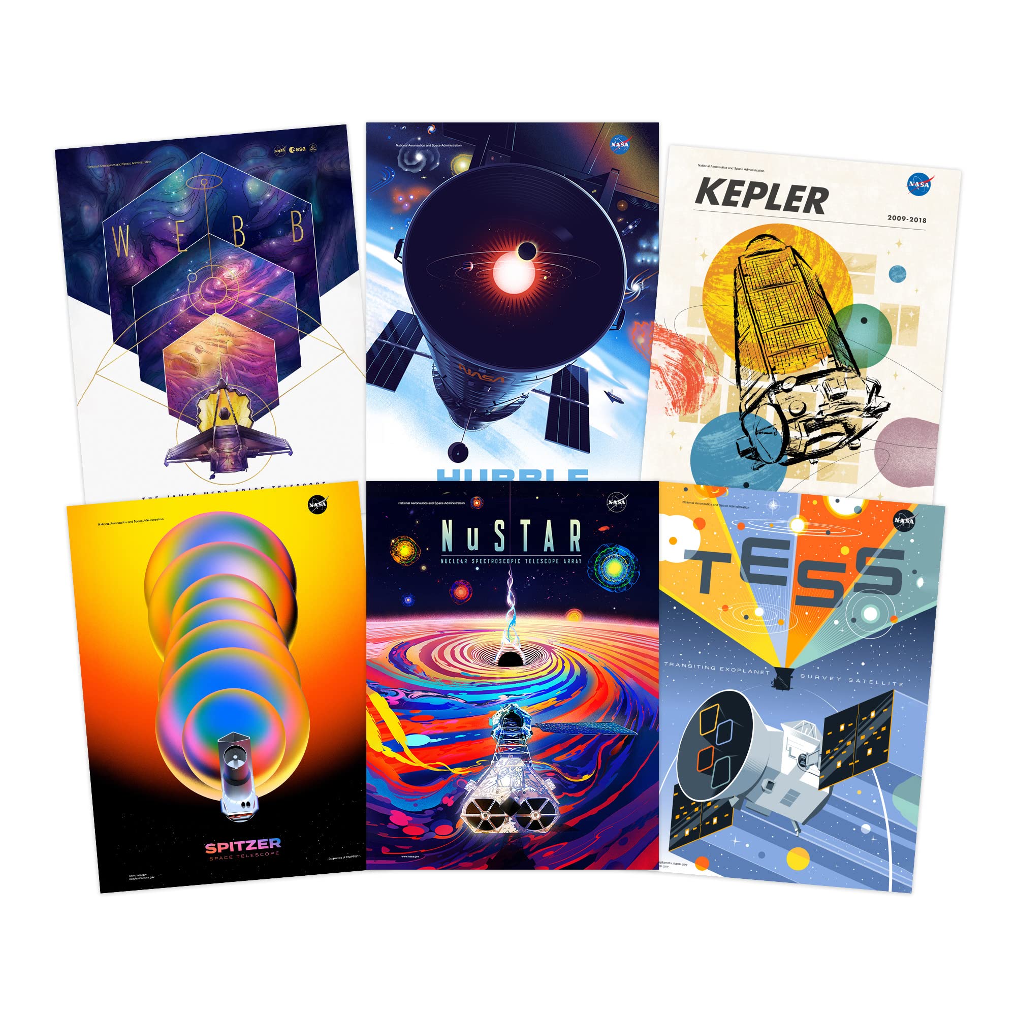 NASA Exoplanet Travel Bureau Telescopes Space Wall Art Poster Pack of 6