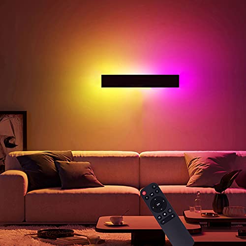 LED RGB Wandleuchte Dimmbar mit Touch Fernbedienung Farbwechsel Umgebungslicht Innen Stimmungs-Beleuchtung Moderne Wandlampe mit Stecker und Stromkabel für Spielzimmer Schlafzimmer Wohnzimmer Flur