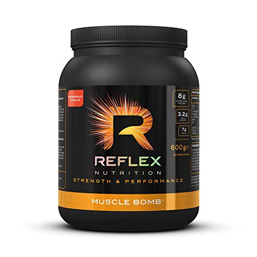 Reflex Nutrition Muscle Bomb, Preworkout Boost mit Koffeinschub, BCAAs und Beta Alanin zur Einnahme vor dem Training – Pink Grapefruit - 600g