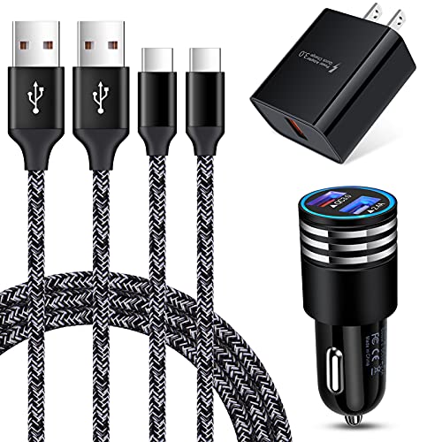 USB C Schnellladegerät für Samsung Galaxy S21/S21 Ultra/S21+/S20 FE/S20 Note 21 20 Ultra A12 A32 A42 A11 A21 A51 A71 A10E A20 A50 S10 S9 S8, Quick Charge 3.0 Kfz-Ladegerät + 2 x Typ-C-Kabel.