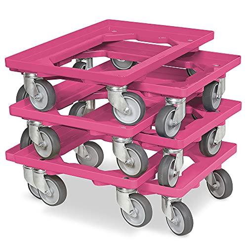 6X Logistikroller/Transportroller für Kisten 600x400 mm, Tragkraft 250 kg, pink