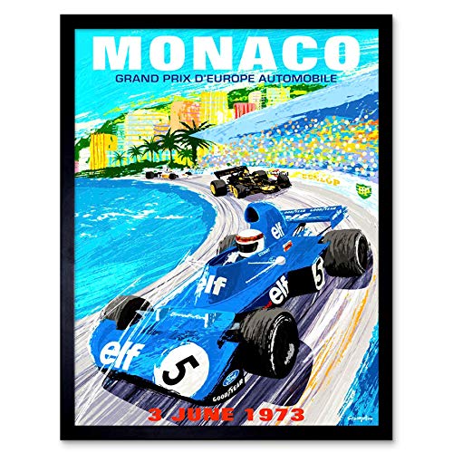 Wee Blue Coo Vintage Advert Motor Sport Monaco Grand Prix 1973 Art Print Framed Poster Wall Decor Kunstdruck Poster Wand-Dekor-12X16 Zoll