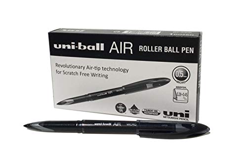 uni-ball 190470000 UB-188-Micro Air Kugelschreiber, schwarze Super-Tinte, fälschungssicher, Füllfederspitze, 12 Stück