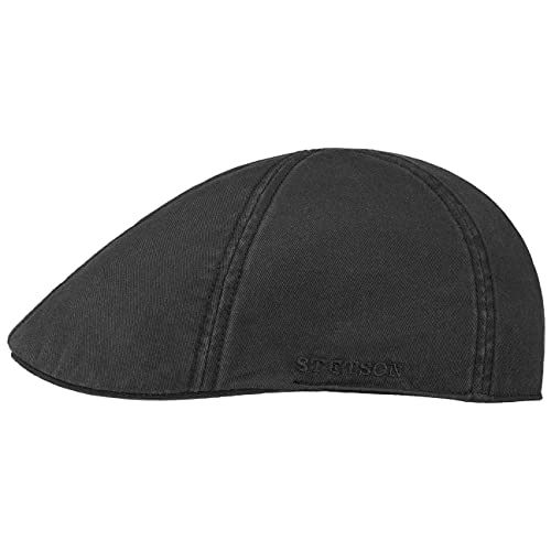 Stetson Texas Cotton Flatcap mit UV Schutz 40+ - Schirmmütze aus Baumwolle - Unifarbene Mütze Frühjahr/Sommer schwarz M (56-57 cm)
