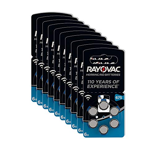 RAYOVAC Hörgerätebatterien, Batterien Knopfzellen für Hörgerät, 60 Stück, Größe 675