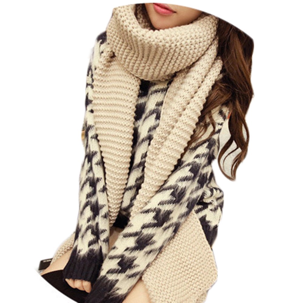Miya® modische Damen Herbst/Winter lange Strickschal, Oversized Grobstrick Schal, super weich und hochwertige Umhang, (beige)