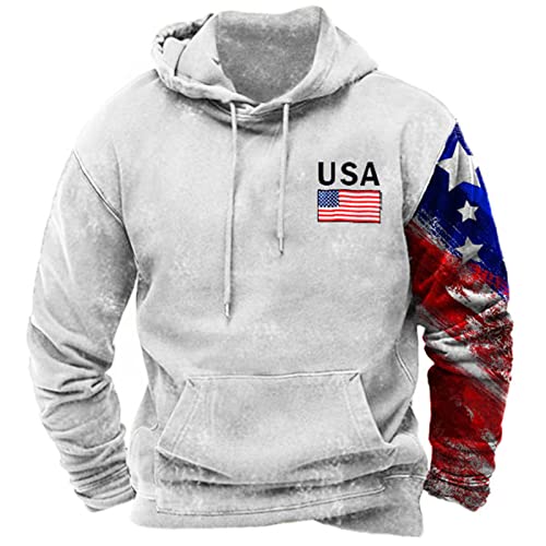 keephen Herren USA American Flag Graphic Printed Hoodie 4th of July Patriotic Langarm Sweatshirt mit Tasche