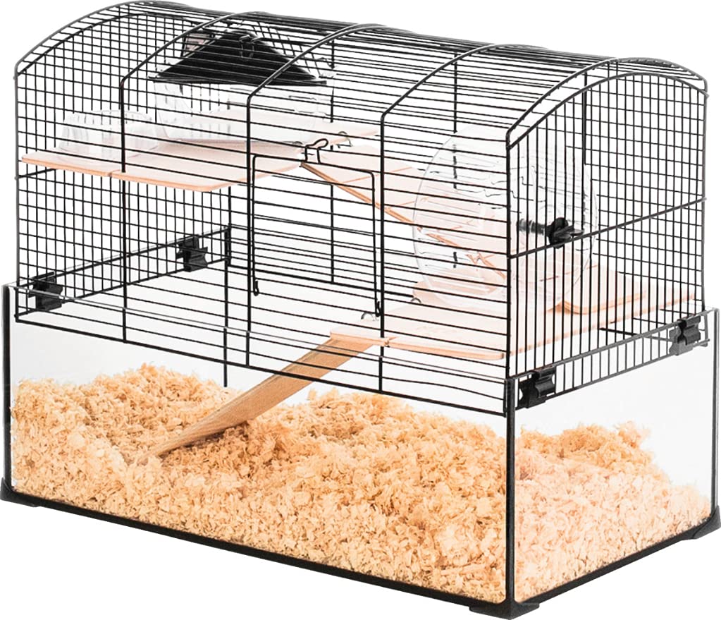 ZOLUX Neo Panas small cage with Glass Litter Box- Black