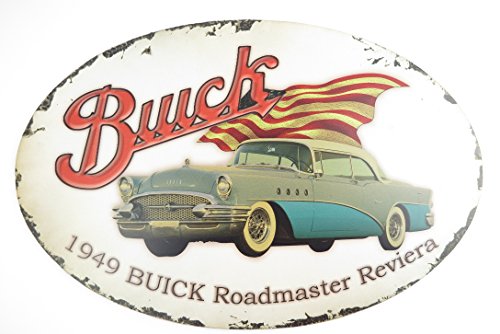 Clever-Deko Blechschild oval 50cm Garage Partykeller Buick Roadmaster Reviera 1949