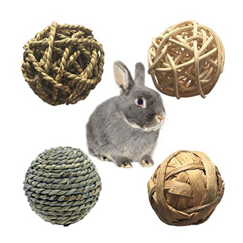 POPETPOP Kauspielzeug für Kaninchen-4 Pack Rennmaus Chew Toys Kleintier Activity Toy für Bunny Rabbits Meerschweinchen Rennmäuse Grass Toys