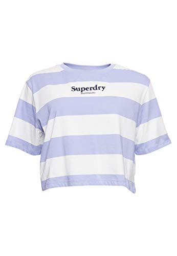 Superdry Damen Kastenförmiges Harper T-Shirt mit Streifen Blaureiher 40