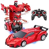Highttoy Transformer Car Toys für Jungen 4-14 Jahre alt, ferngesteuerte deformierte Autos für Jungen Elektro-RC-Rennwagen für Kinder 8-15 Jahre alt Geburtstagsgeschenke für Jungen Mädchen Rot